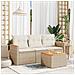 Set Divano da Giardino 4 pz con Cuscini Beige in Polyrattan - Foto miniatura 2
