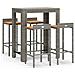Set Bar Giardino 5pz Grigio Polyrattan e Legno Massello Acacia - Foto miniatura 1