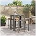 Set Bar Giardino 5pz Grigio Polyrattan e Legno Massello Acacia - Foto miniatura 2