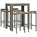 Set Bar Giardino 5pz Grigio Polyrattan e Legno Massello Acacia - Foto miniatura 3