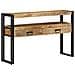 Tavolini Nero 120x33x75 cm Legno Massello di Mango e Metallo - Foto miniatura 1