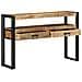 Tavolini Nero 120x33x75 cm Legno Massello di Mango e Metallo - Foto miniatura 2