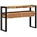 Tavolini Nero 120x33x75 cm Legno Massello di Mango e Metallo - Foto miniatura 7