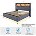Letto Imbottito Led 160x200cm, Letto Contenitore Con Connessione Di Ricarica Usb E Spazio Di Archiviazione Idraulico, Tessuto Di Lino, Grigio - Foto miniatura 2