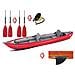 Canoa Gonfiabile Thaya Rossa Con Pinna 045500-r (5c/11c) + 2 Pagaie Touring-2 Div. In 2 Parti + Pompa - Foto miniatura 2