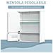 Mobiletto Bagno Pensile Con Antine A Specchio, 55x17.5x60cm - Bianco - Foto miniatura 2