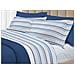 Completo Lenzuola Letto 100% Cotone Italy 3027 Disegno Riga Dots Matrimoniale Blu - Foto miniatura 1