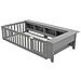 Letto Multifunzionale Per Bambini 90x200cm, Letto Singolo Con Vani Portaoggetti, Porta E Barriera Di Sicurezza, Protezione Totale, Letto In Legno Massiccio Con Rete A Doghe, Grigio - Foto miniatura 3