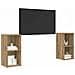 Set mobile TV 2 pz Rovere artigianale Legno ingegnerizzato - Foto miniatura 3