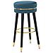 Sgabello Da Bar Paris Ottanio E Gold In Velluto Su Gambe Nere - H 74 Cm - Foto miniatura 1