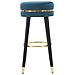 Sgabello Da Bar Paris Ottanio E Gold In Velluto Su Gambe Nere - H 74 Cm - Foto miniatura 2