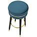 Sgabello Da Bar Paris Ottanio E Gold In Velluto Su Gambe Nere - H 74 Cm - Foto miniatura 3