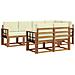 Set di divani da esterno con cuscino 7 pcs Naturale e Crema - Foto miniatura 1