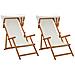 Lettino 2 pcs 3 Posizione Legno di Eucalipto Massello Crema - Foto miniatura 1