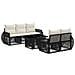 Set Divano da Giardino 6 pz Nero e Bianco Crema polyrattan - Foto miniatura 1