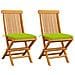 Sedie Giardino e Cuscini Verde Brillante 2 pz Massello di Teak - Foto miniatura 1