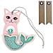 2 Etichette 3d Shaker Tag - Sirena Gatto + 20 Etichette Kraft Con Gagliardetto - Foto miniatura 1