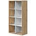 Libreria Sacramento, Mobile Portalibri Reversibile Con 8 Scomparti, Mobile Porta Tv Multiposizione, 72x33h137 Cm, Rovere Effetto Nodi E Bianco - Foto miniatura 2