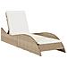 Lettino Prendisole Con Cuscino Beige 60x205x73 Cm In Polyrattan - Foto miniatura 1