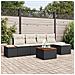 Set di divani da giardino da 6 pezzi con cuscini Nero Polyrattan Acacia - Foto miniatura 2