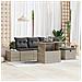 Set Divano da Giardino 6 Pezzi con Cuscini Grigio Chiaro Polyrattan - Foto miniatura 2