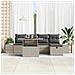 Set Divano da Giardino 6 Pezzi con Cuscini Grigio Chiaro Polyrattan - Foto miniatura 3