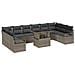 Set Divani Giardino  11 Pezzi con Cuscini Grigio Polyrattan, Divano Giardino  per 2 Persone con Cuscini Grigio Polyrattan - Foto miniatura 1