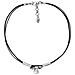 Collana Girocollo In Pelle Nera E Placcata Argento 40 Cm - Foto miniatura 1