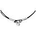 Collana Girocollo In Pelle Nera E Placcata Argento 40 Cm - Foto miniatura 2