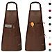 2 Confezioni Grembiule Da Cucina Impermeabile Regolabile Chef Grembiule Con Tasche Per La Casa Ristorante Artigianato Giardino Barbecue Scuola Coffee House Grembiule Uomo Donna - Foto miniatura 1