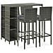 Set Da Bar Da Giardino 5 Pz Con Cuscini In Polyrattan Grigio - Foto miniatura 1