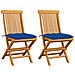 Sedie da Giardino con Cuscini Blu 2 pz in Massello di Teak - Foto miniatura 1
