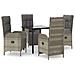 Set Da Pranzo Giardino 5pz Nero E Grigio Con Cuscini Polyrattan - Foto miniatura 2