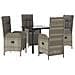Set Da Pranzo Giardino 5pz Nero E Grigio Con Cuscini Polyrattan - Foto miniatura 3