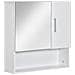 Armadietto Specchiera Pensile Da Bagno In Legno Con Mensole Regolabili, Mobile Bagno A 2 Ante E Ripiano Aperto, 54x15.2x55.3cm, Bianco - Foto miniatura 1