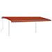 Tenda Da Sole Retrattile Manuale Con Pali 6x3 M Arancio Marrone - Foto miniatura 1