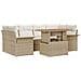 Set di divani da giardino 7 pezzi di con cuscini Beige Polirattan Acacia - Foto miniatura 1