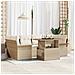 Set di divani da giardino 7 pezzi di con cuscini Beige Polirattan Acacia - Foto miniatura 2
