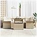 Set di divani da giardino 7 pezzi di con cuscini Beige Polirattan Acacia - Foto miniatura 3