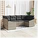 Set Divano da Giardino 6 Pezzi con Cuscini Grigio Chiaro Polyrattan - Foto miniatura 2