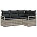 Set divano da giardino a 4 pezzi con cuscini grigio chiaro in polyrattan, Divano da giardino a 2 posti con cuscini grigio in polyrattan - Foto miniatura 1