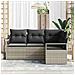 Set divano da giardino a 4 pezzi con cuscini grigio chiaro in polyrattan, Divano da giardino a 2 posti con cuscini grigio in polyrattan - Foto miniatura 3