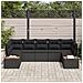 Set di Divani da Giardino 7 Pezzi con Cuscini Nero Polyrattan Acacia - Foto miniatura 3