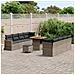 Set Divano da Giardino con cuscino 11 pcs Grigio Poly Rattan - Foto miniatura 3