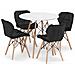 Set tavolo rotondo Valora KOVA 80 bianco + 4 sedie WAKO nere - Foto miniatura 1