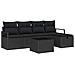 Set Divano da Giardino con cuscino 6 pcs Nero Poly Rattan - Foto miniatura 1