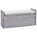 Panchina con contenitore Bianco Lavato 110 x 40 x 50 cm Rattan - Foto miniatura 7