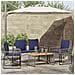 Set di Mobili da Esterno 9 pcs Grigio e Blu Navy polyrattan - Foto miniatura 2
