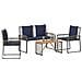 Set di Mobili da Esterno 9 pcs Grigio e Blu Navy polyrattan - Foto miniatura 3