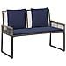 Set di Mobili da Esterno 9 pcs Grigio e Blu Navy polyrattan - Foto miniatura 6